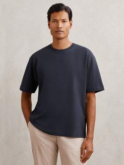 Reiss Tate Pure Cotton Oversized Short Sleeved T-Shirt, Navy