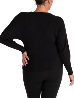 chesca Sparkle Trim Fine Knit Jumper, Black - view 2, Black