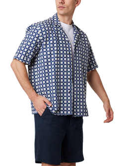 Peregrine Quay Cuban Short Sleeve Shirt, Blue, Blue