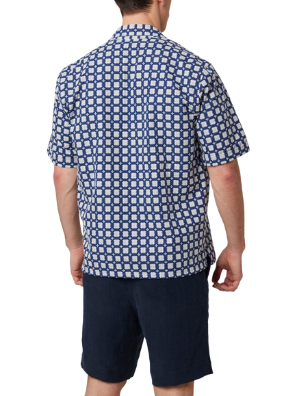 Peregrine Quay Cuban Short Sleeve Shirt, Blue - view 2, Blue