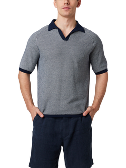 Peregrine Lynton Cotton Regular Fit Short Sleeve Polo Shirt, Navy, Navy