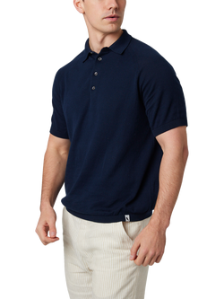 Peregrine Jones Cotton Regular Fit Short Sleeve Polo Shirt, Navy