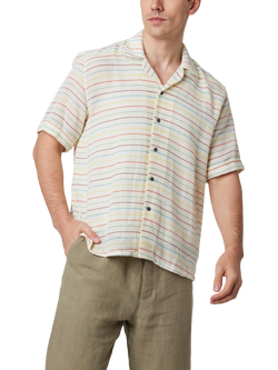 Peregrine Quay Cotton Stripe Cuban Shirt, Sunset Stripe, Sunset Stripe
