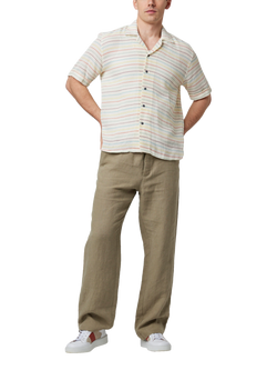 Peregrine Quay Cotton Stripe Cuban Shirt, Sunset Stripe - view 2, Sunset Stripe