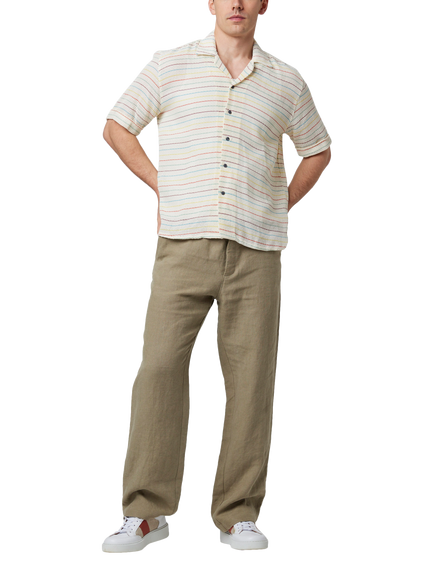 Peregrine Quay Cotton Stripe Cuban Shirt, Sunset Stripe - view 2, Sunset Stripe