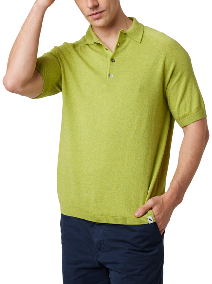 Peregrine Jones Cotton Regular Fit Short Sleeve Polo Shirt, Lime
