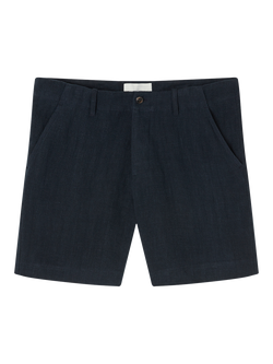 Peregrine Windsor Linen Shorts, Navy Stripe - view 2, Navy Stripe