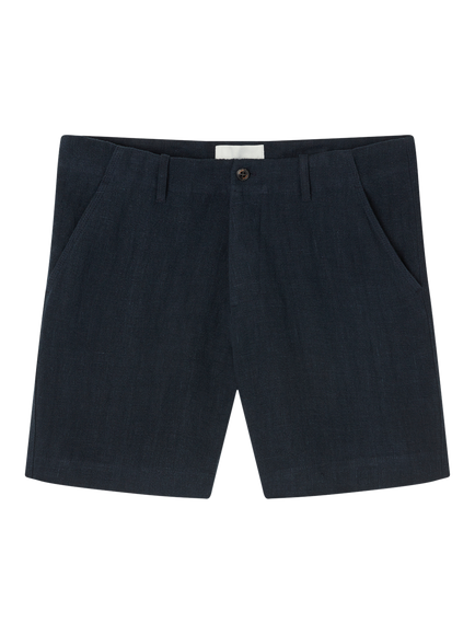 Peregrine Windsor Linen Shorts, Navy Stripe - view 2, Navy Stripe