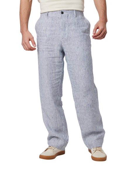 Peregrine Linen Windsor Trousers, Navy Stripe, Navy Stripe