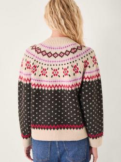 Monsoon Feliz Fair Isle Print Cardigan - view 2, Chocolate