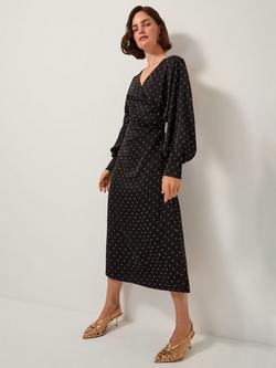 Monsoon Margo Midi Tea Dress, Black