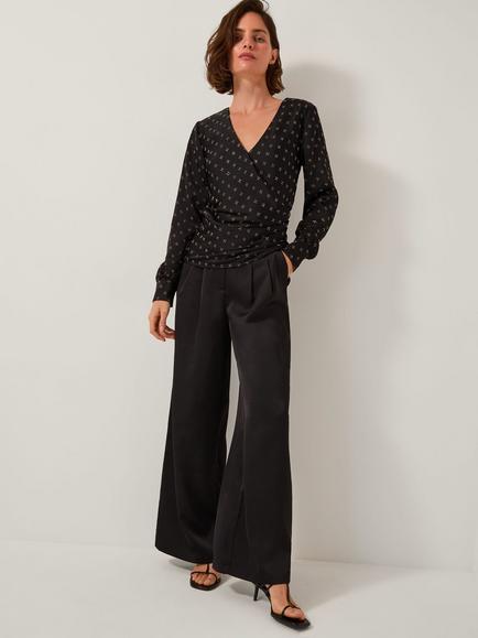 Monsoon Margo Hotfix Long Sleeve Blouse, Black