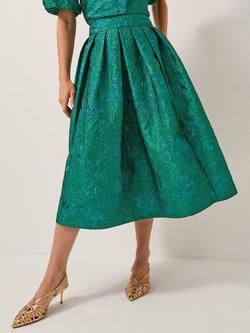 Monsoon Jolene Jacquard A-Line Midi Skirt, Green