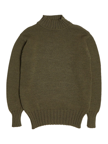 Nigel Cabourn High Neck Wool Jumper, Army - view 2, Army