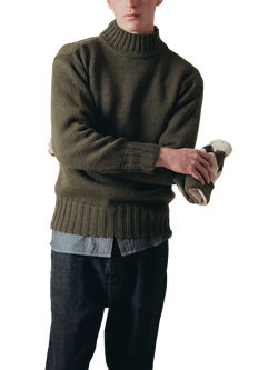 Nigel Cabourn High Neck Wool Jumper, Army, Army