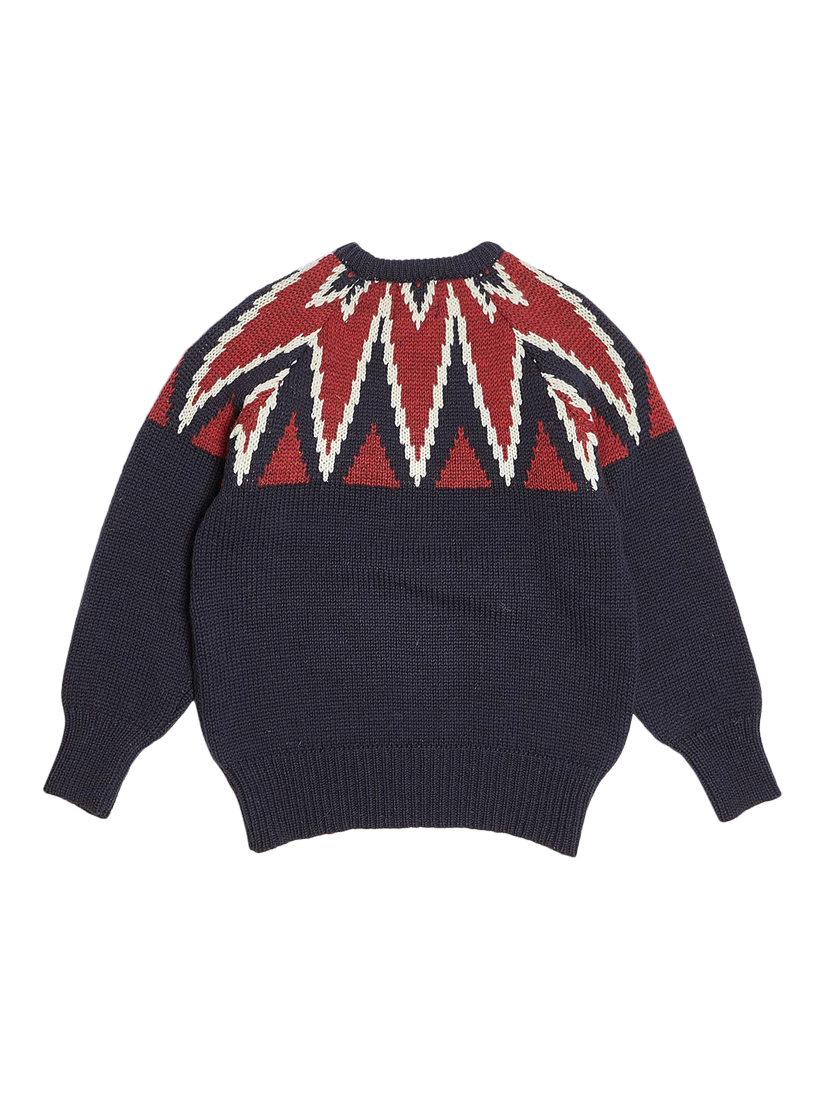 Product image 3 of 4, which shows Nigel Cabourn Crew Knitted Sweater, Navy/Pattern, 46R