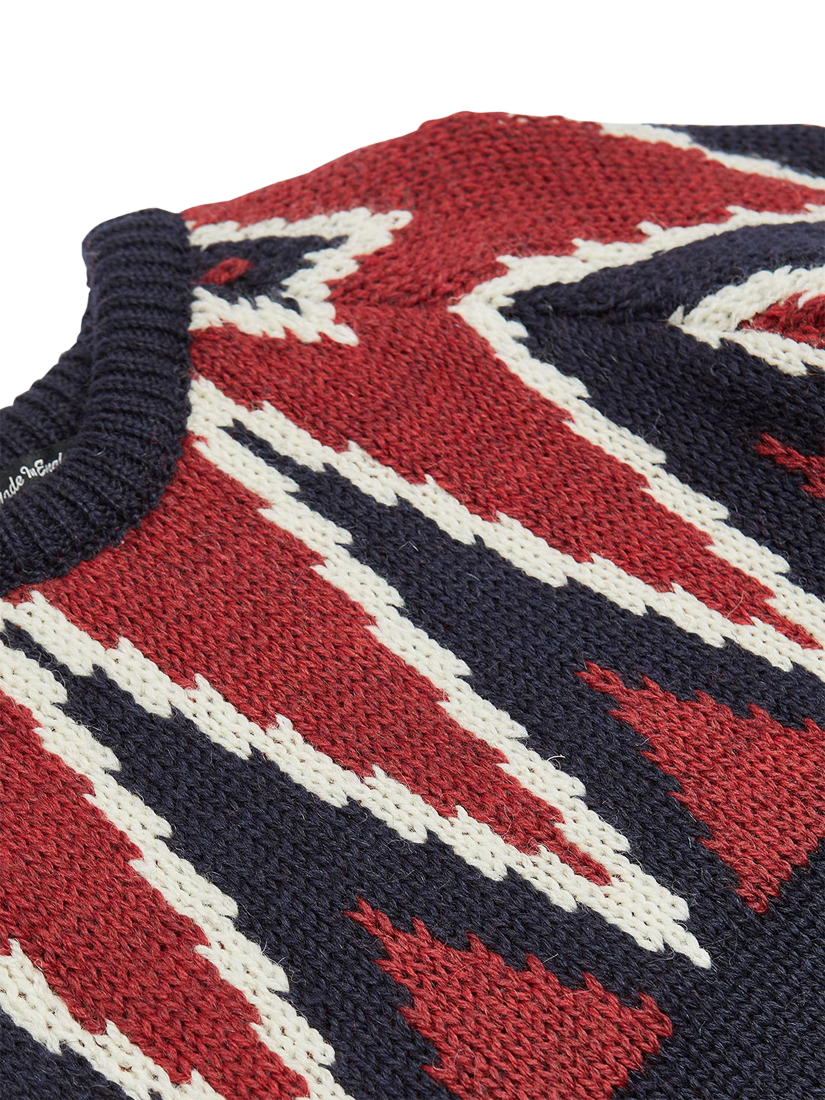 Product image 4 of 4, which shows Nigel Cabourn Crew Knitted Sweater, Navy/Pattern, 46R