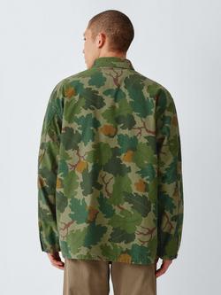 Nigel Cabourn Cotton Regular Fit Camouflage Utility Overshirt, Green/Multi - view 2, Green/Multi