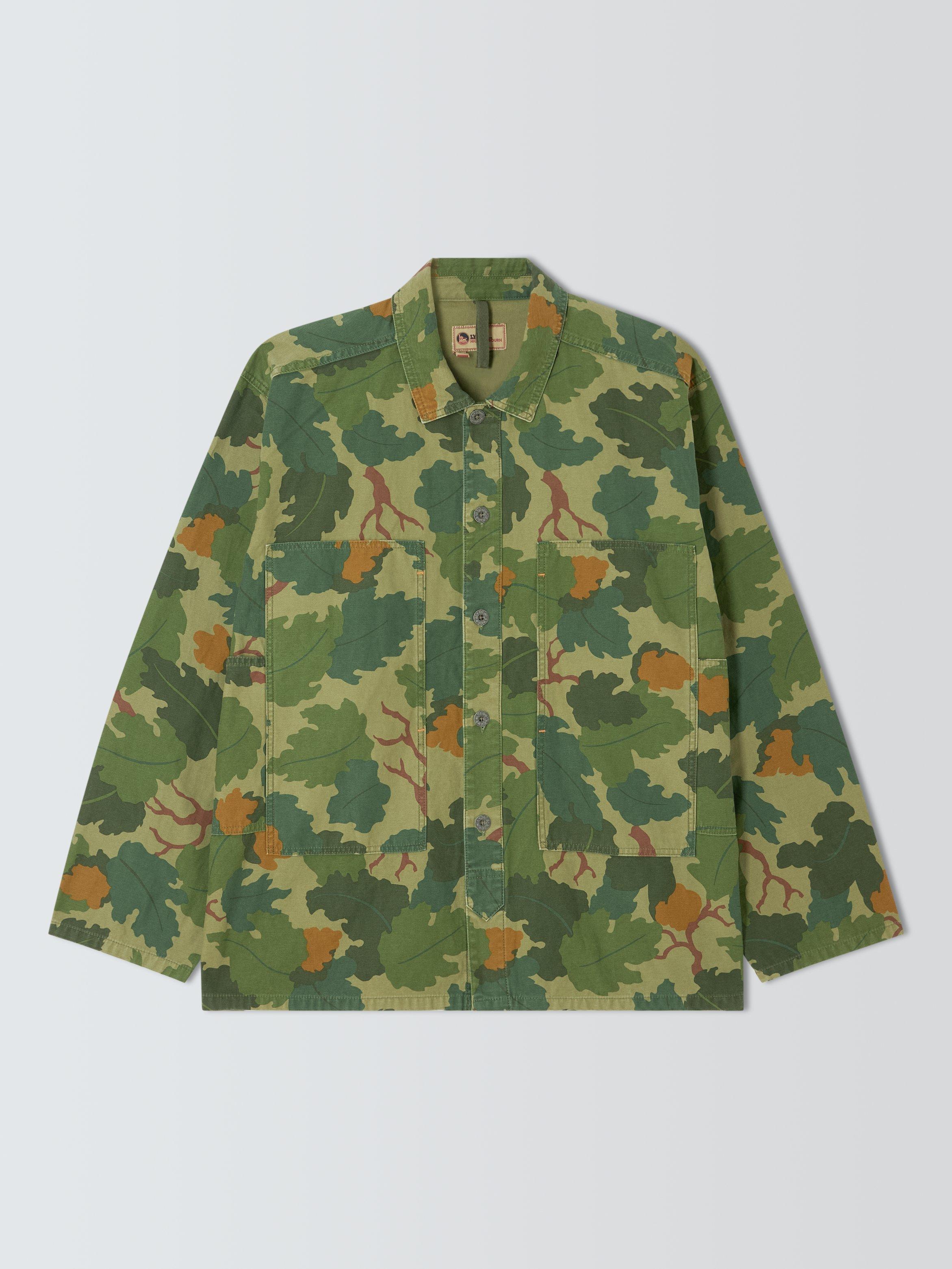 Product image 1 of 1, which shows Nigel Cabourn Cotton Regular Fit Camouflage Utility Overshirt, Green/Multi, 48R