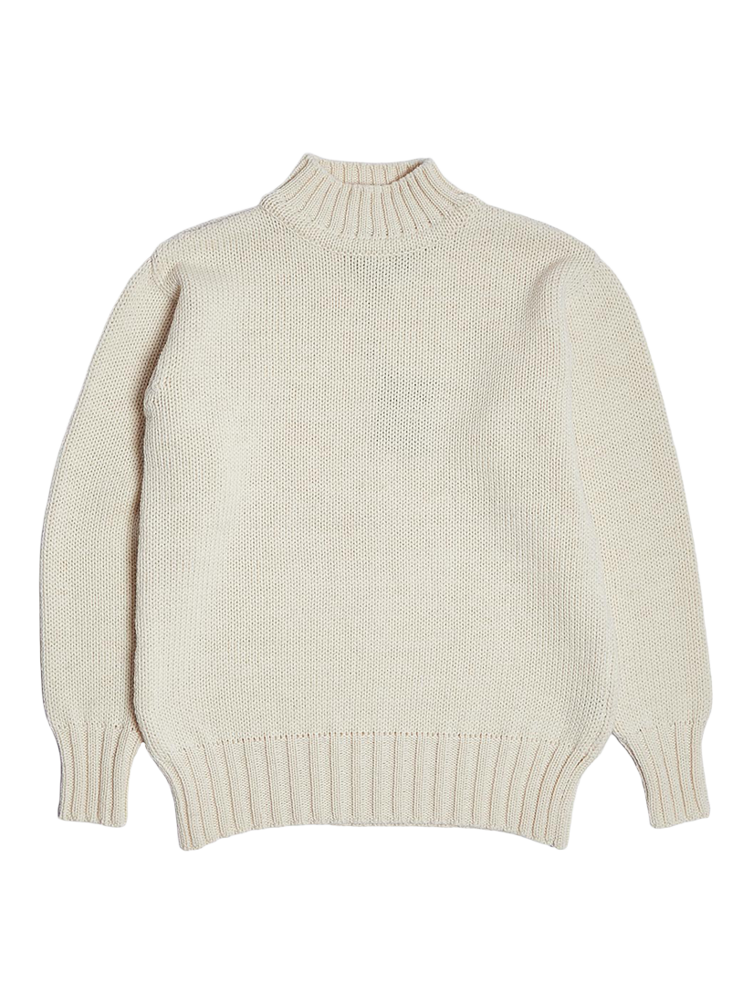 Product image 1 of 4, which shows Nigel Cabourn High Neck Wool Jumper, Oatmeal, 46R