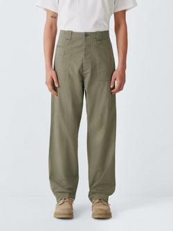 Nigel Cabourn Straight Leg Herringbone Chore Trousers, Army Green, Army Green