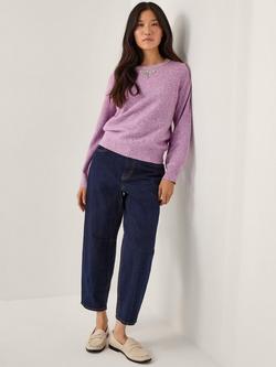 Monsoon Ellen Diamante Embellished Jumper, Lilac, Lilac