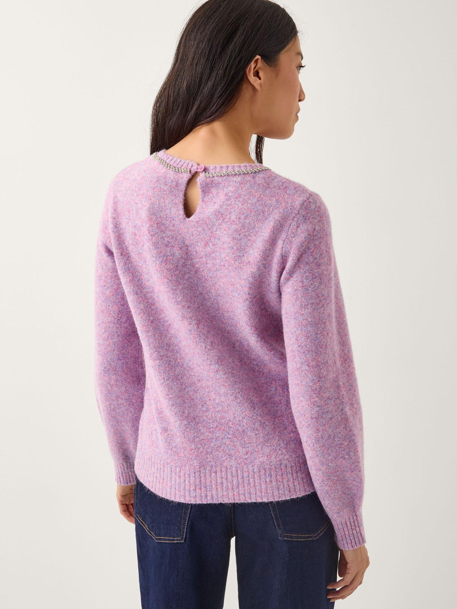 Product image 2 of 5, which shows Monsoon Ellen Diamante Embellished Jumper, Lilac, S