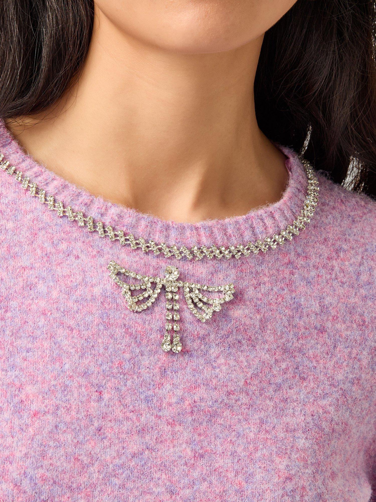 Product image 4 of 5, which shows Monsoon Ellen Diamante Embellished Jumper, Lilac, S