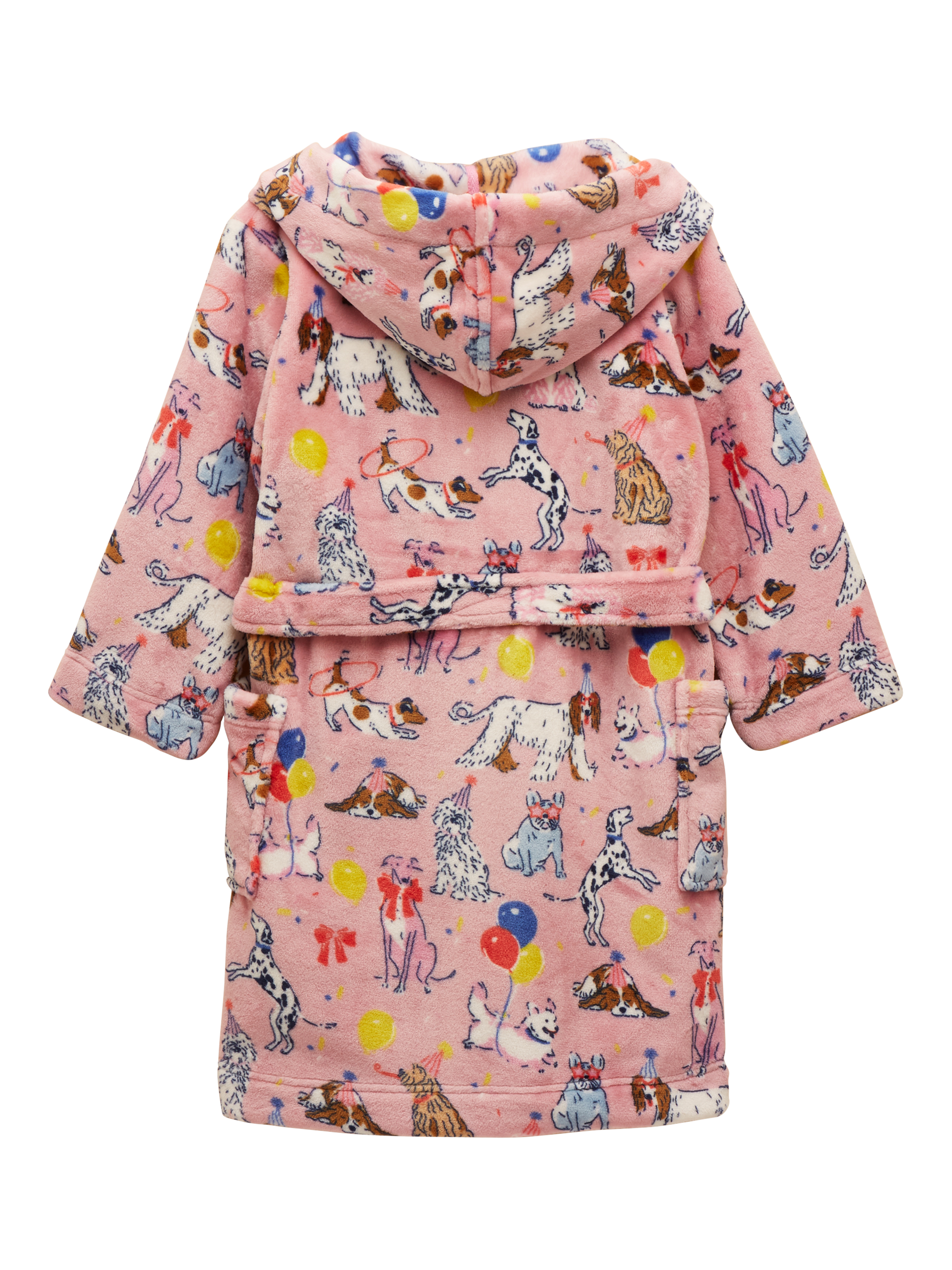 Product image 2 of 4, which shows Joules Kids' Dogs Dressing Gown, Pink, 5-6 years