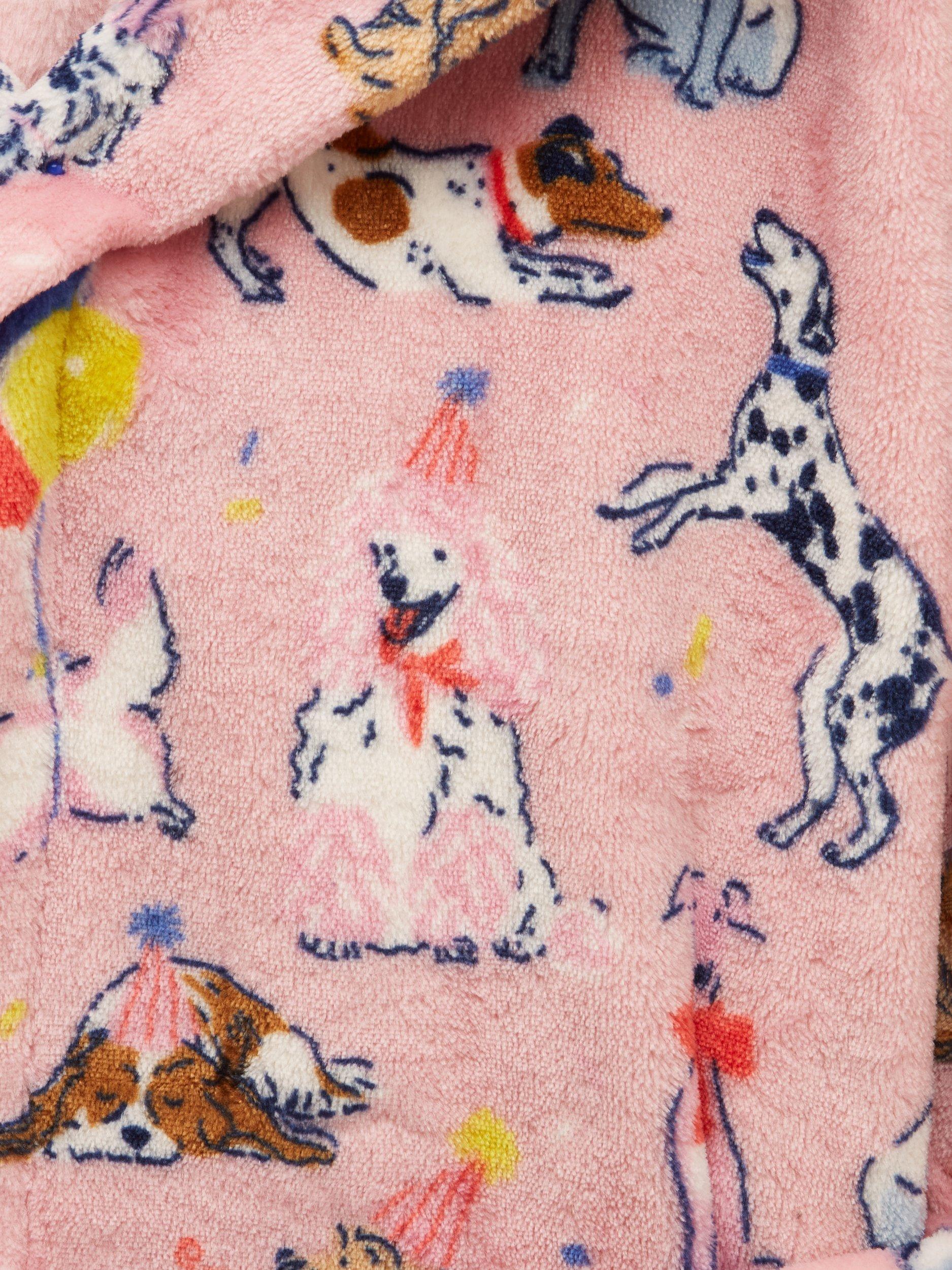 Product image 4 of 4, which shows Joules Kids' Dogs Dressing Gown, Pink, 5-6 years