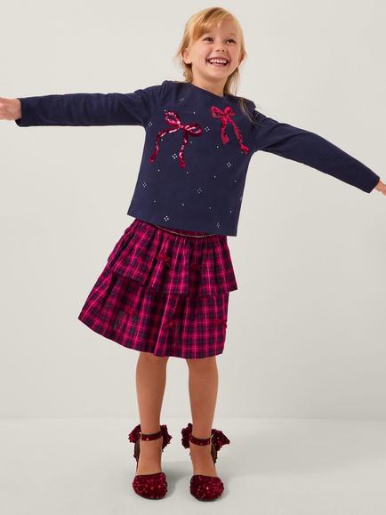 Monsoon Kids' Bow Top and Skirt Set, Red, Red