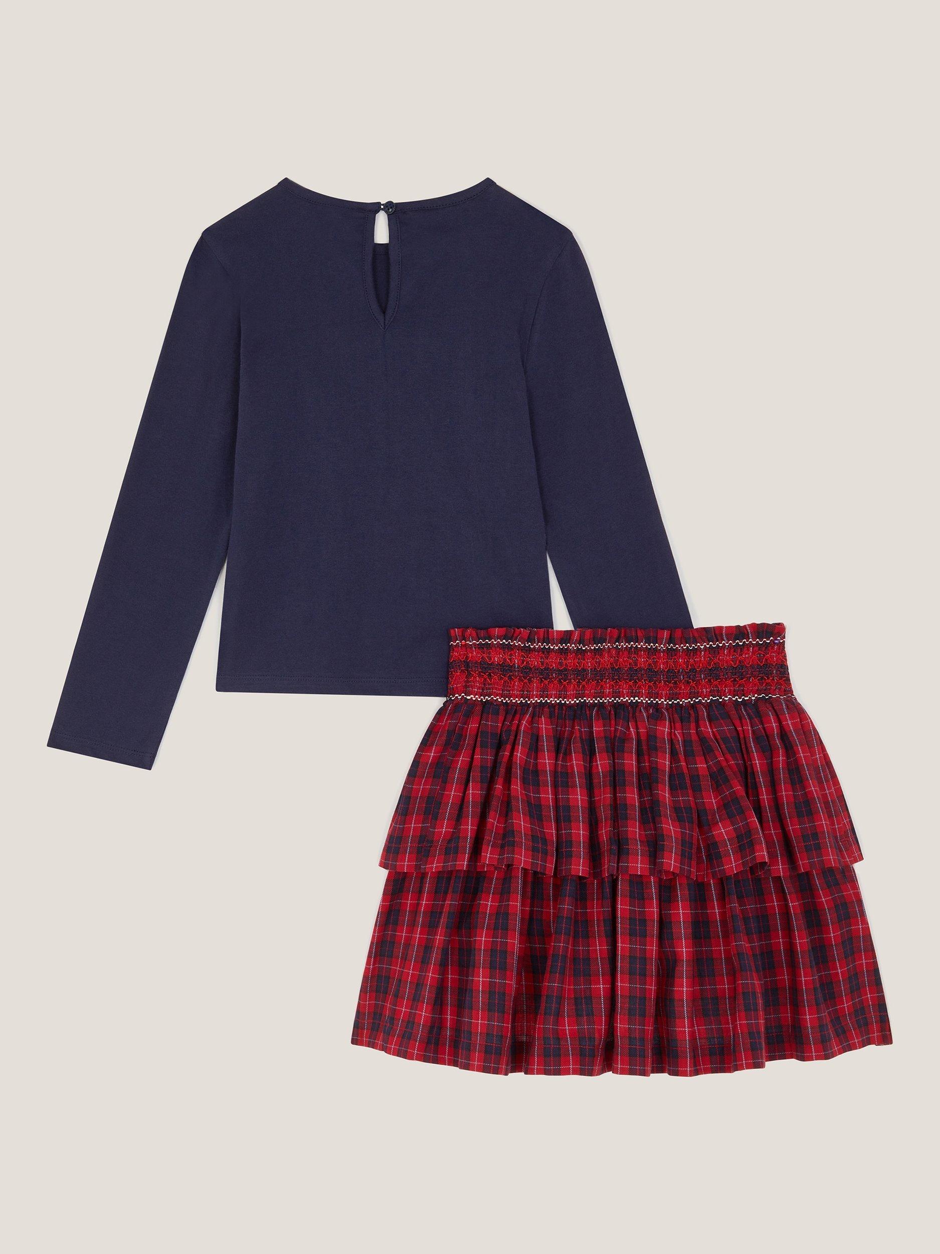 Product image 3 of 4, which shows Monsoon Kids' Bow Top and Skirt Set, Red, 3-4 years