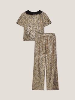 Monsoon Kids' Sequin Top and Trouser Set, Black/Multi - view 2, Black/Multi