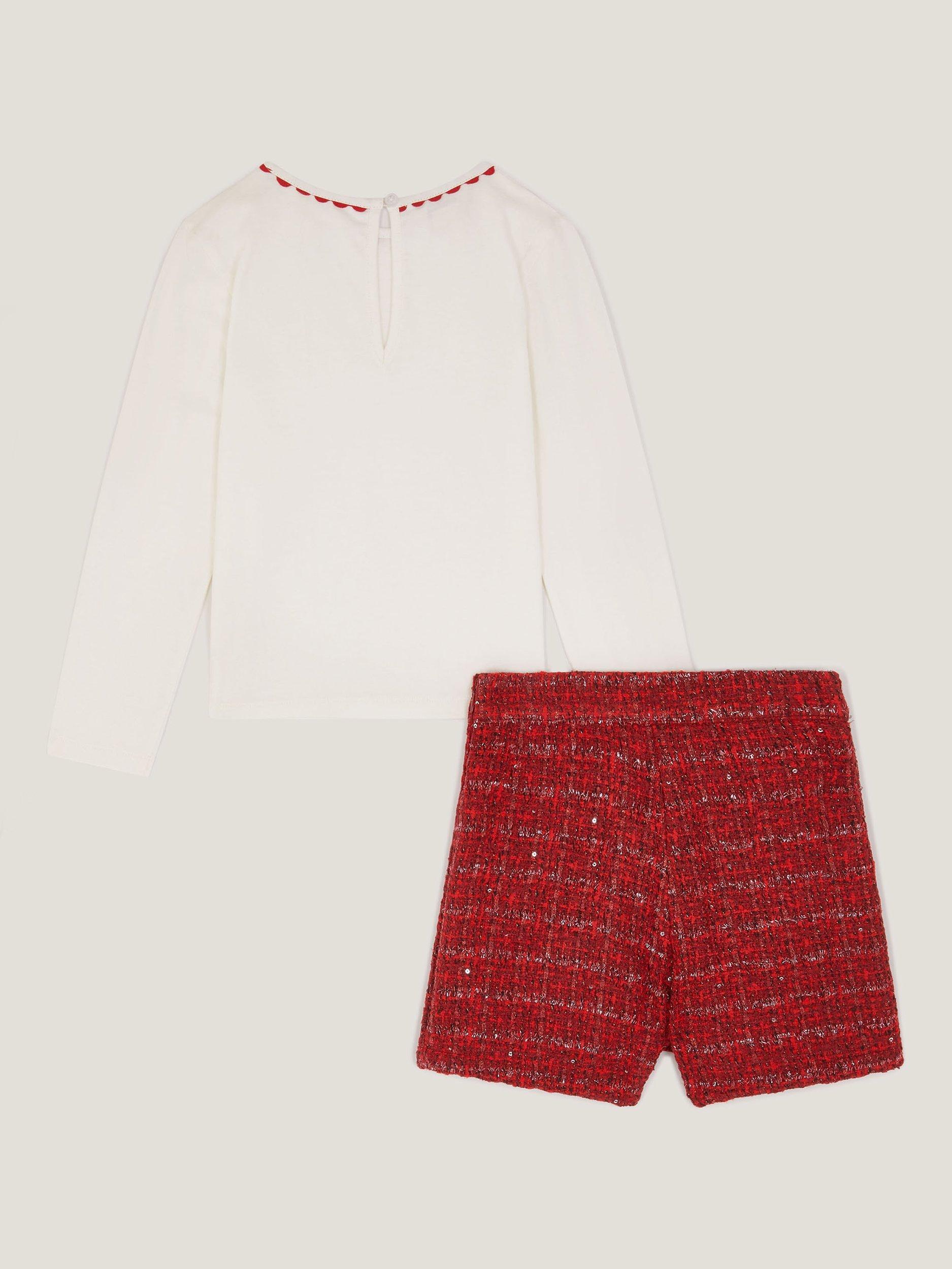 Product image 3 of 4, which shows Monsoon Kids' Diamante Top and Skort, Red, 11-12 years