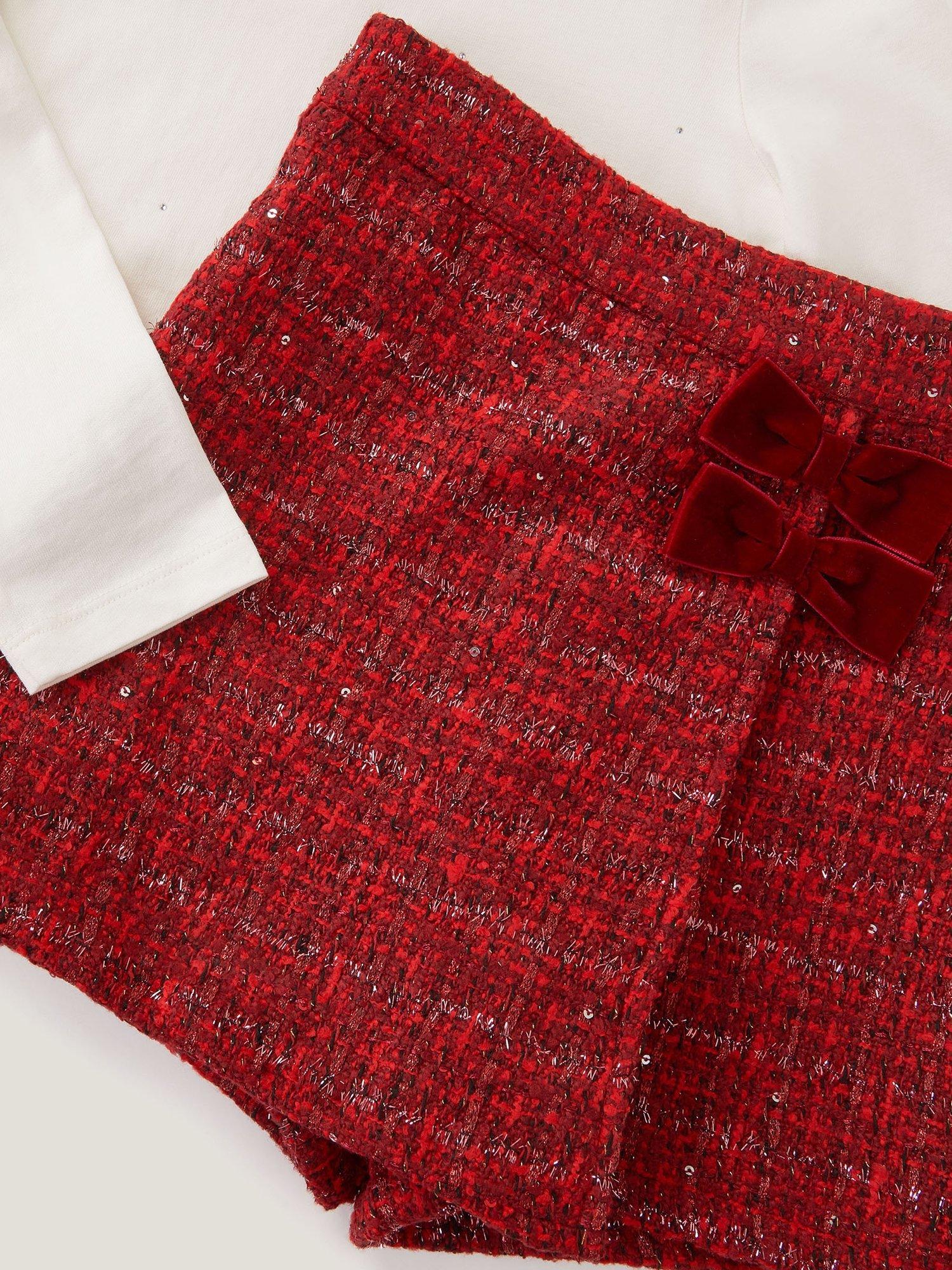 Product image 4 of 4, which shows Monsoon Kids' Diamante Top and Skort, Red, 11-12 years