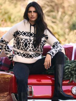 Mint Velvet Fair Isle Knit Hood Jumper, Natural Cream, Natural Cream