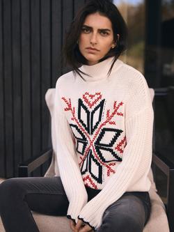 Mint Velvet Snowflake Design Cotton Blend Knit Jumper - view 2, White Ivory/Multi
