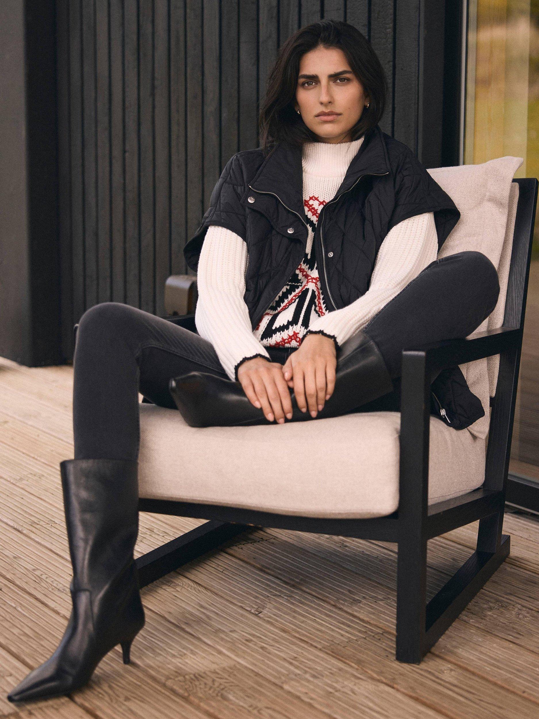 Product image 5 of 8, which shows Mint Velvet Snowflake Design Cotton Blend Knit Jumper, White Ivory/Multi, XS