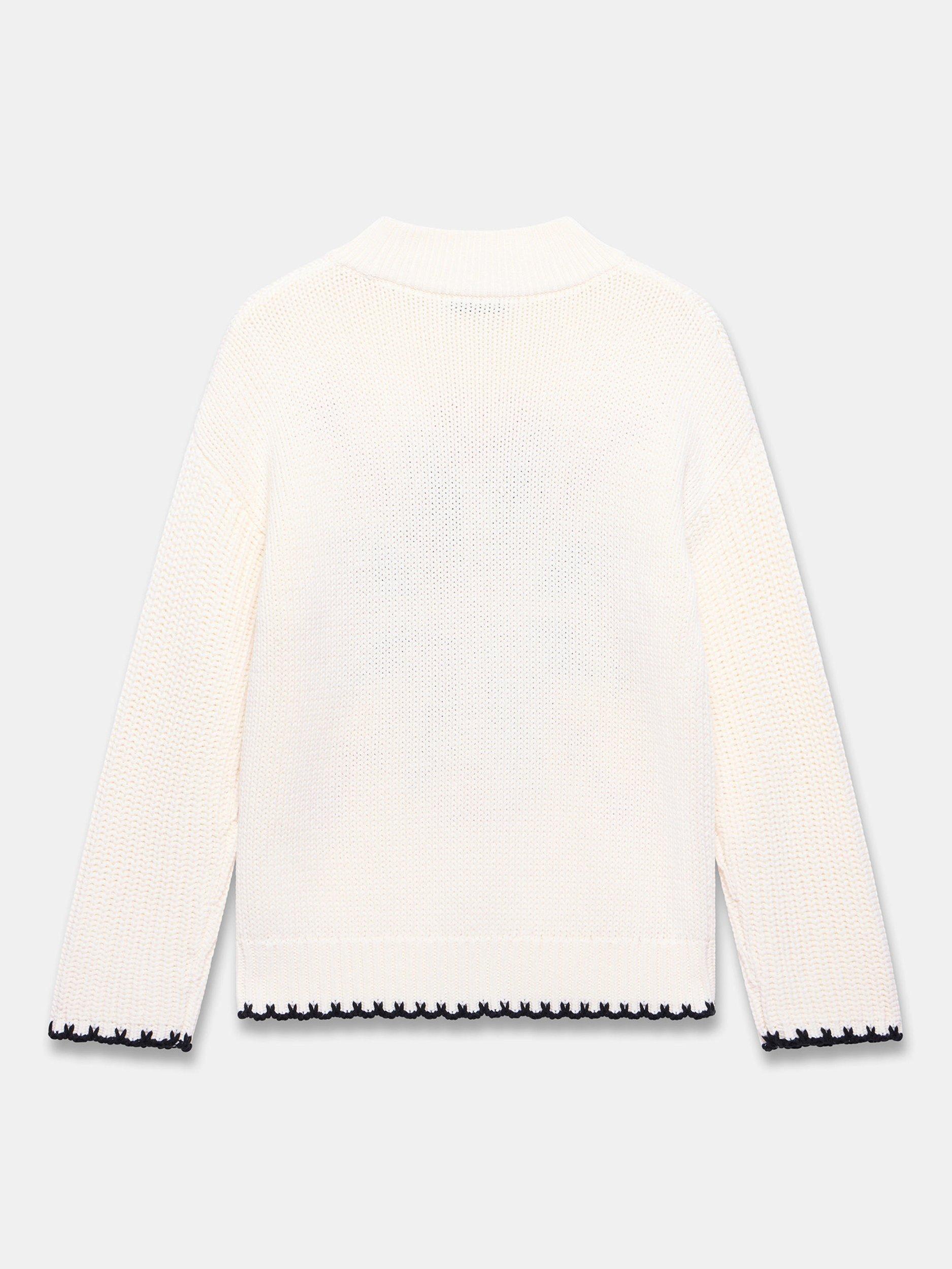 Product image 8 of 8, which shows Mint Velvet Snowflake Design Cotton Blend Knit Jumper, White Ivory/Multi, XS