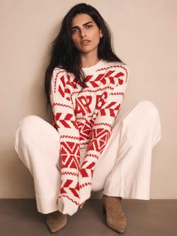 Mint Velvet Fair Isle Graphic Jumper - view 2, Red/Multi