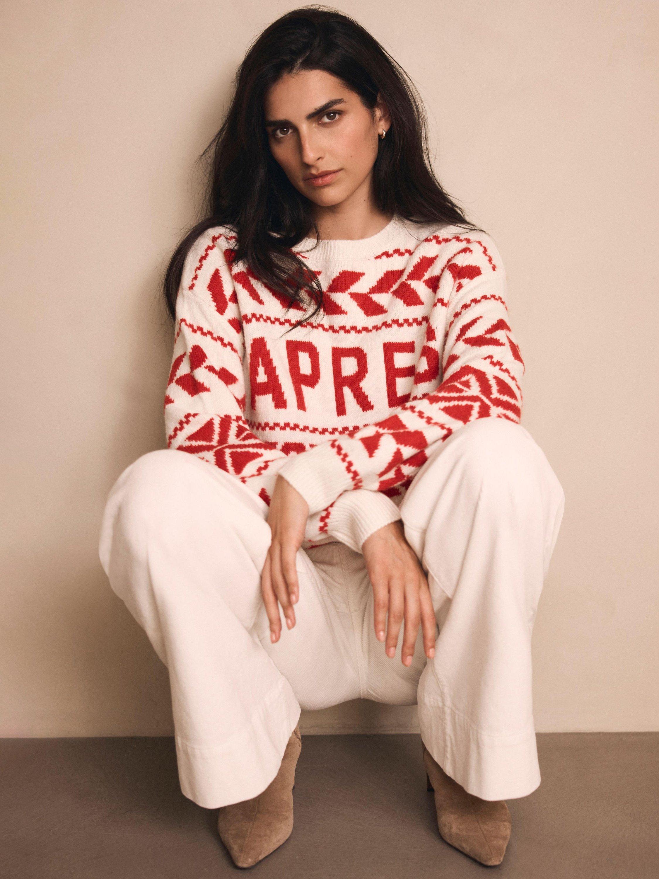 Product image 6 of 8, which shows Mint Velvet Fair Isle Graphic Jumper, Red/Multi, XS