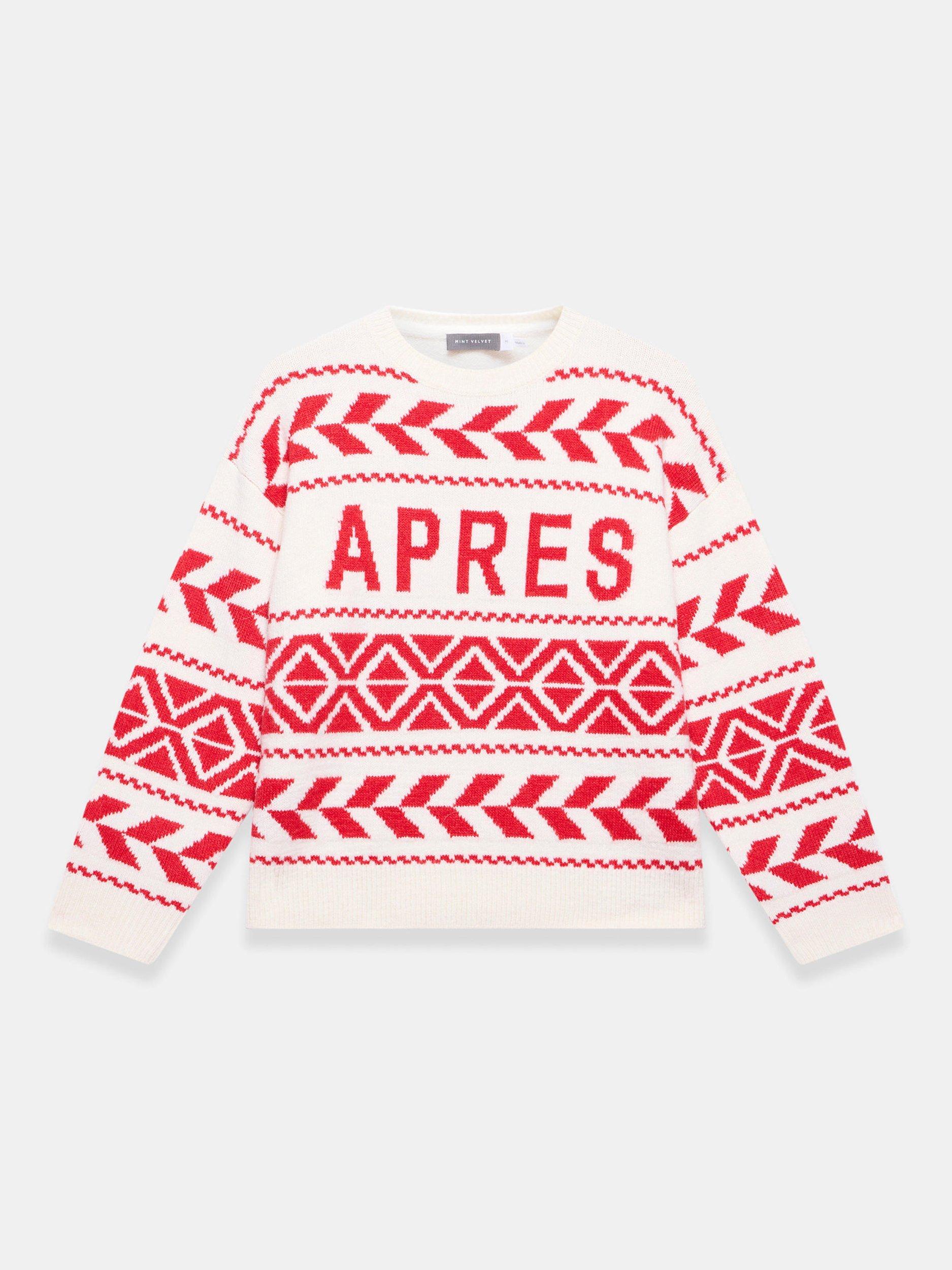 Product image 7 of 8, which shows Mint Velvet Fair Isle Graphic Jumper, Red/Multi, XS