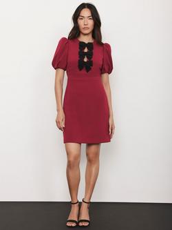 Mint Velvet Bow Detail Mini Dress - view 2, Red/Multi