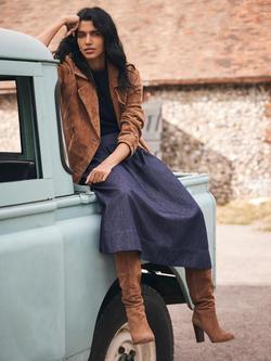 Mint Velvet Cotton Denim A-Line Maxi Skirt - view 2, Blue Navy