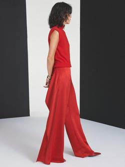 Mint Velvet Mid Rise Drape Detail Trousers, Red - view 2, Red