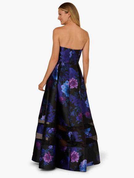 Adrianna Papell Floral Sleeveless Bandeau Neck Maxi Dress - view 2, Black/Multi