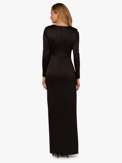 Adrianna Papell Long Sleeve Boat Neck Maxi Dress - view 2, Black