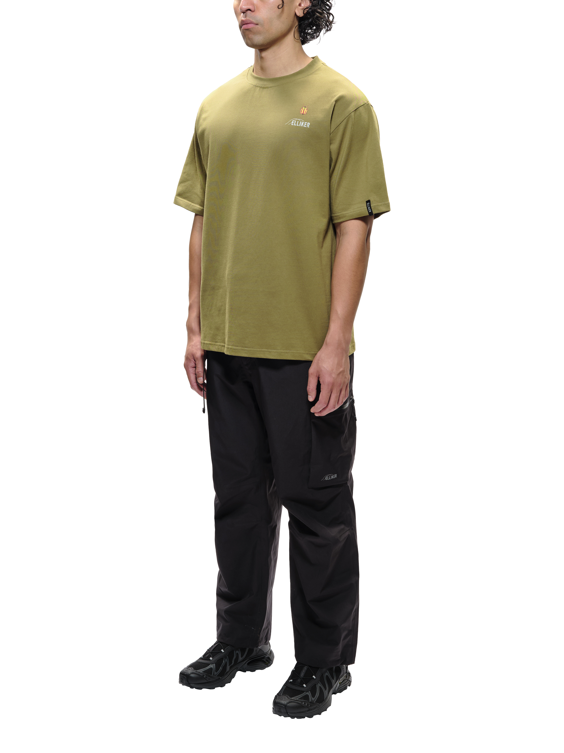 Product image 1 of 11, which shows ELLIKER Rill Bug Cotton Regular Fit T-Shirt, Khaki, XS
