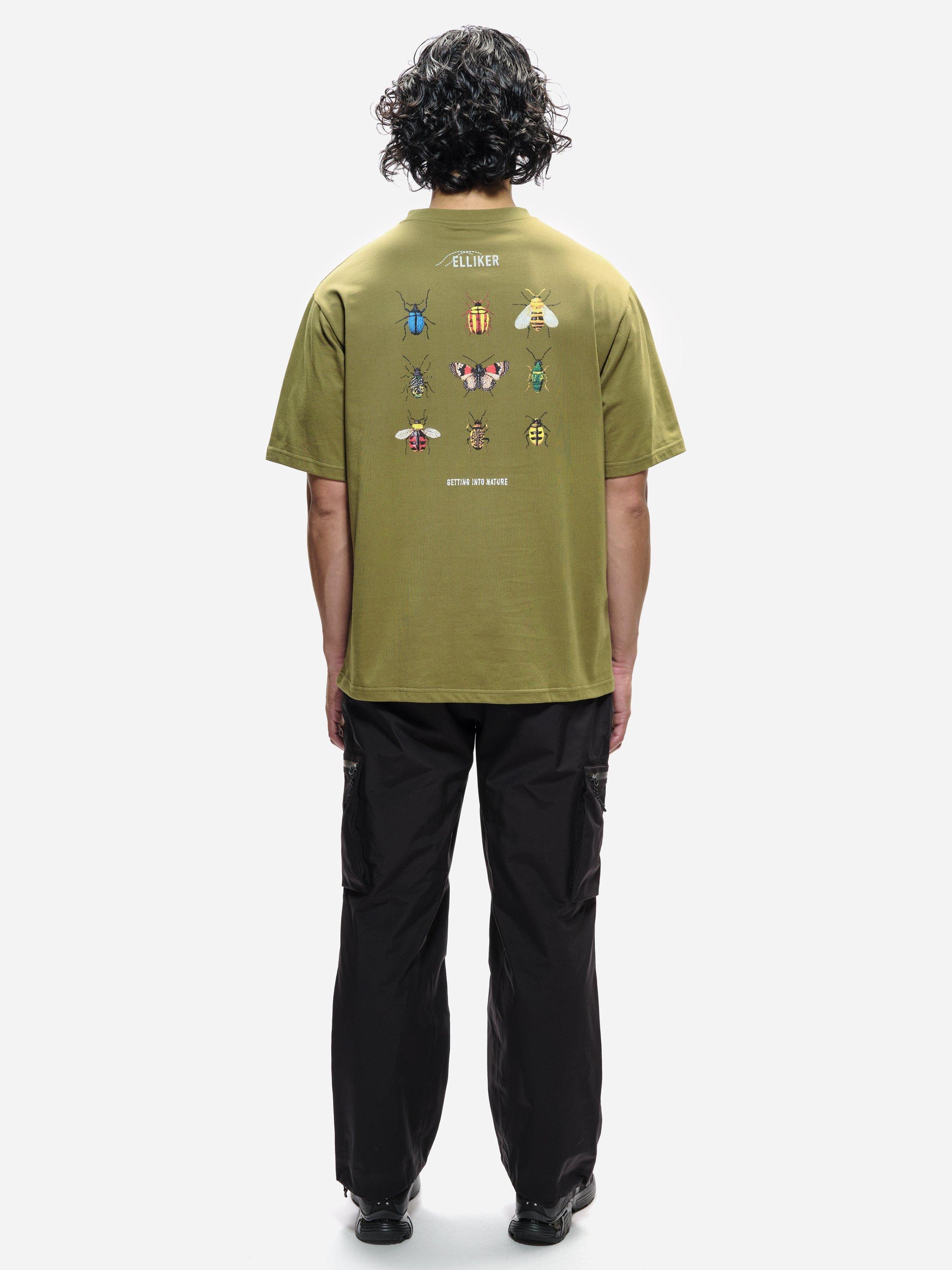 Product image 8 of 11, which shows ELLIKER Rill Bug Cotton Regular Fit T-Shirt, Khaki, XS