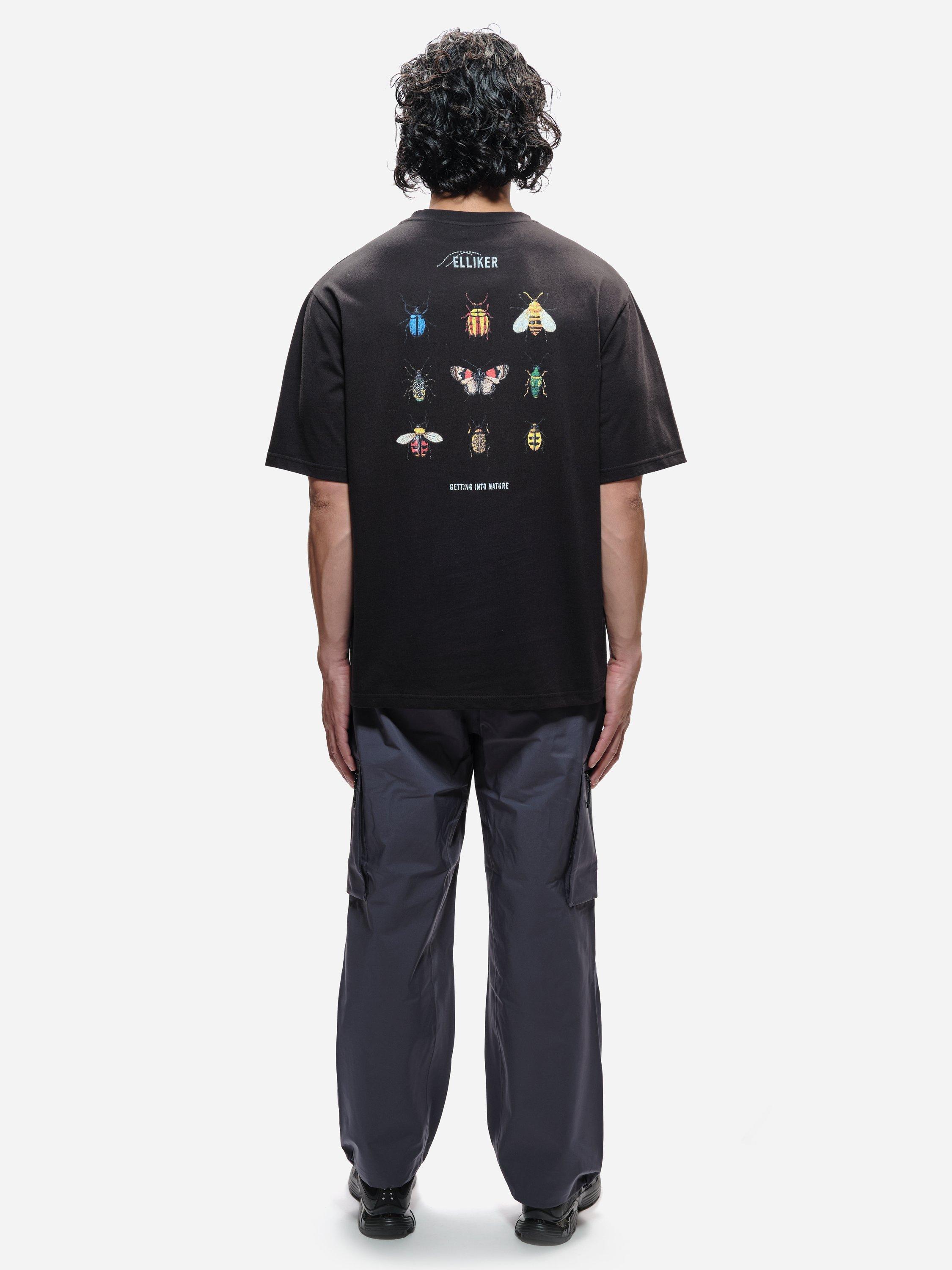 Product image 7 of 9, which shows ELLIKER Rill Bug Cotton Regular Fit T-Shirt, Black, XS